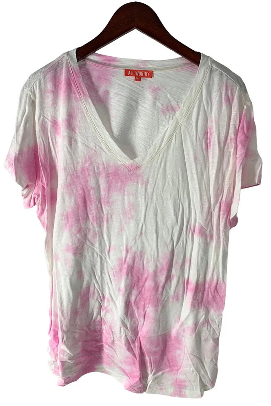 All Worthy Hunter McGrady Tie-Dye T-Shirt with Curved Hem Pink - Regular